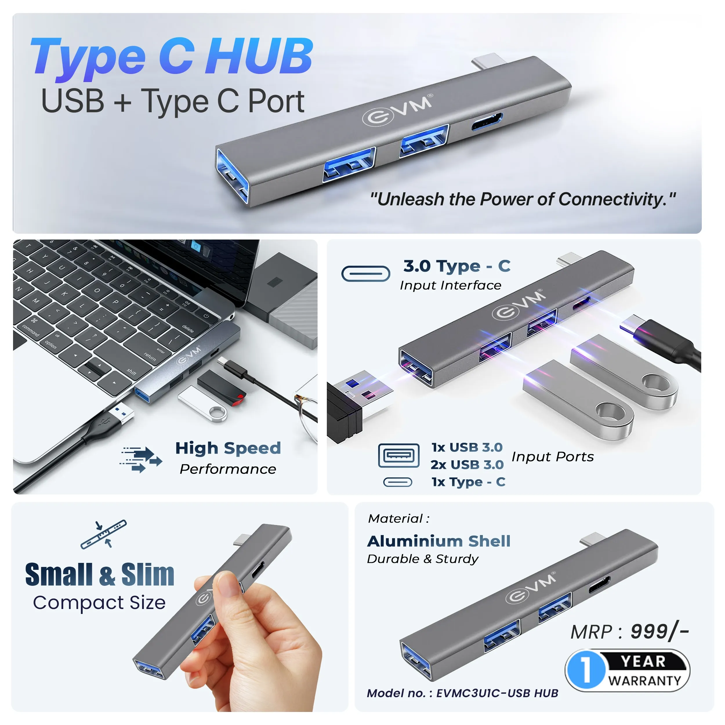 EVM Type-C Hub 4 Port USB 3.0 | Type-C (EVM-C3U1C-USB HUB) view 5